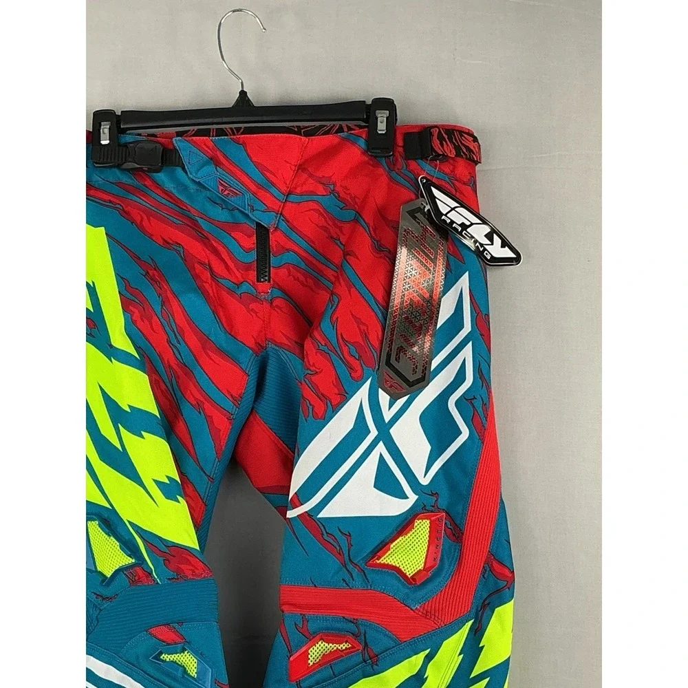 Fly Racing Kinetic Relapse MX Pants Mens 34 Teal Red Hi-Vis Motocross NWT